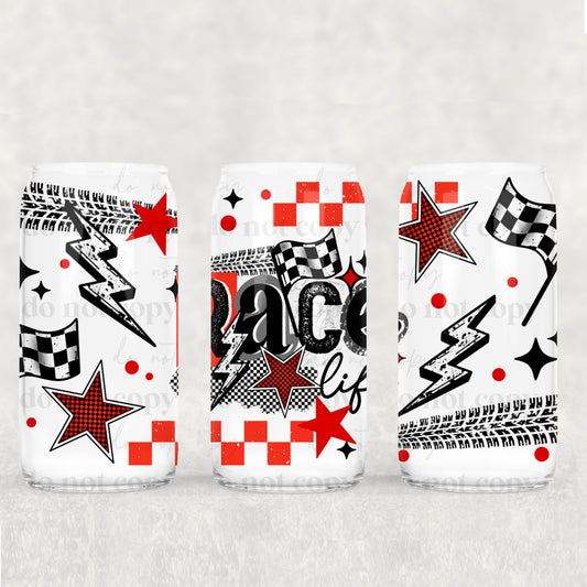 16oz Frosted can glass- Race Life
