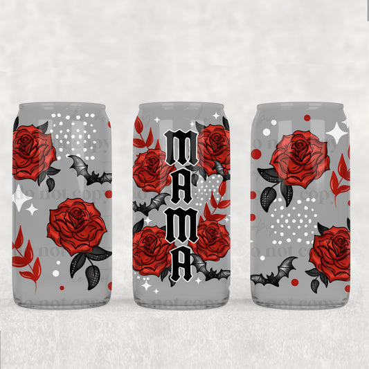 16oz Frosted can glass- MAMA Rose