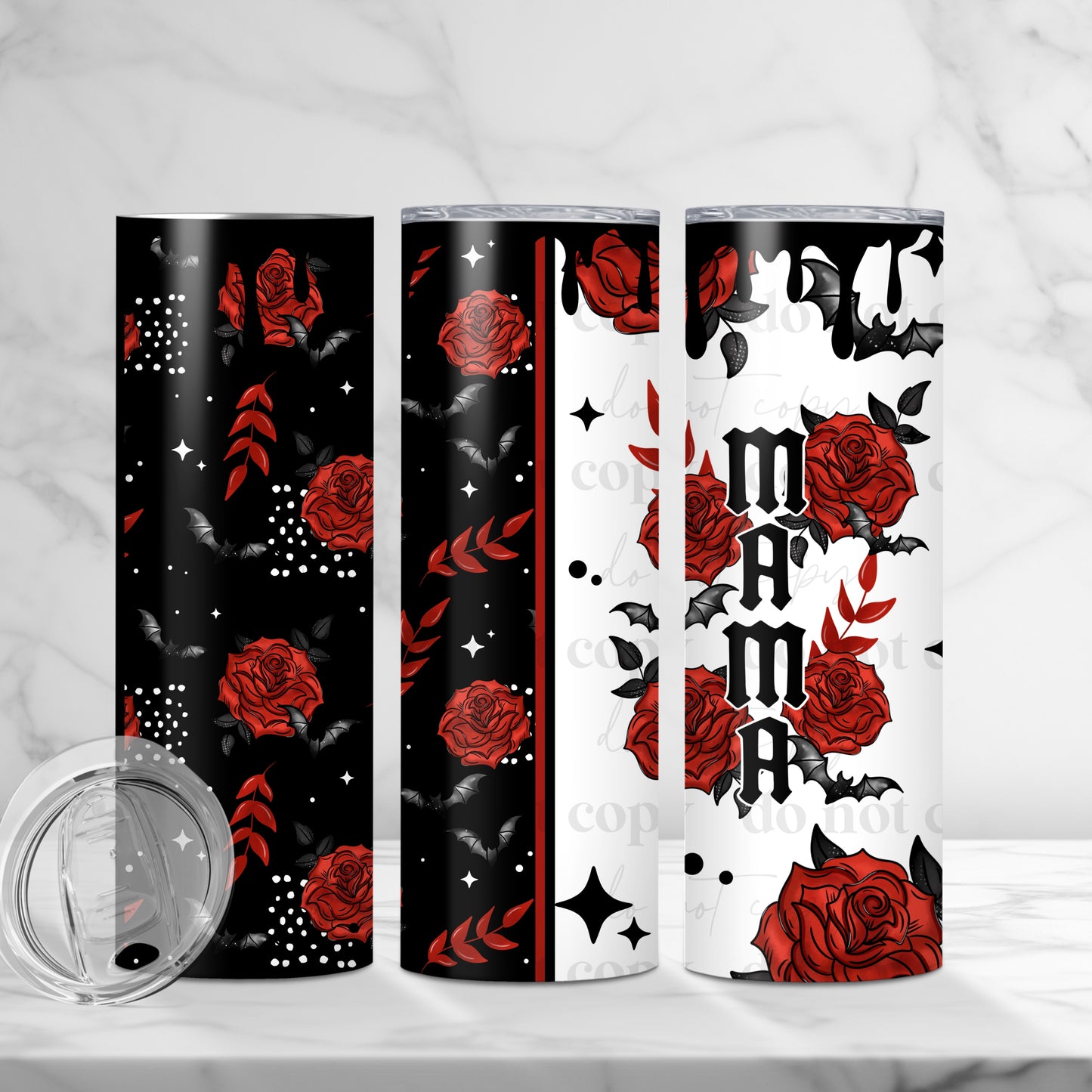20oz Tumbler- Red roses MAMA