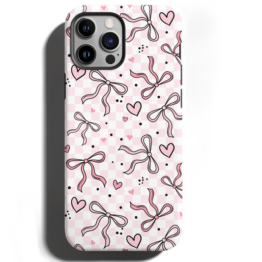 MagSafe Tough Phone case - Pink checker bows