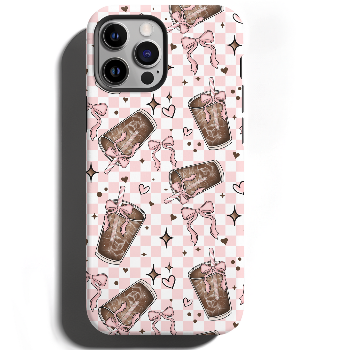 MagSafe Tough Phone case - Pink coffee bows