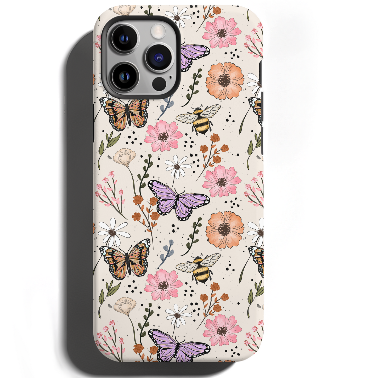 MagSafe Tough Phone case - Purple butterfly florals