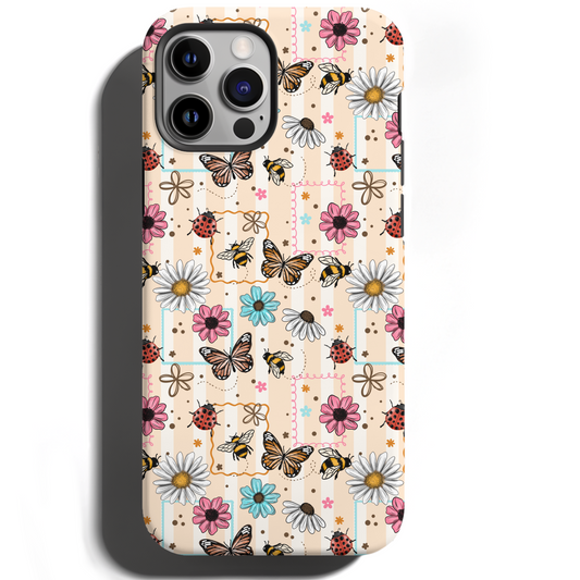 MagSafe Tough Phone case - Floral butterfly stamps 2