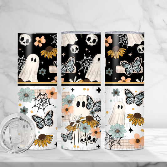 20oz Tumbler- Floral ghostie