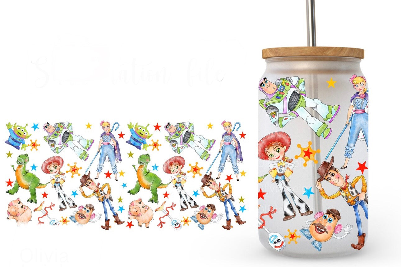 16oz Frosted can glass- Character 30