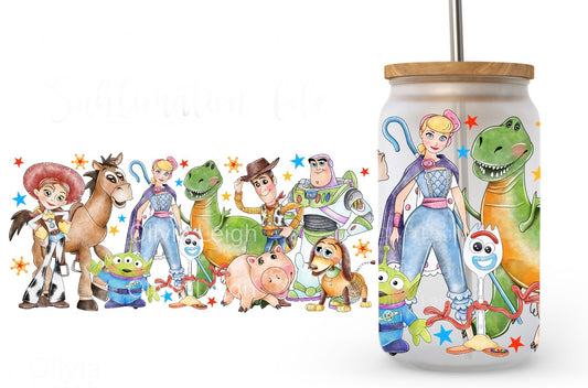 16oz Frosted can glass- Character 32