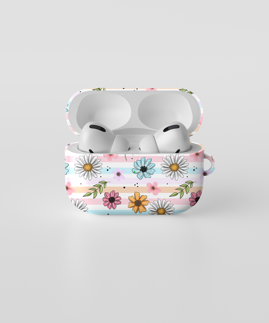 AirPods case - Stripe spring florals