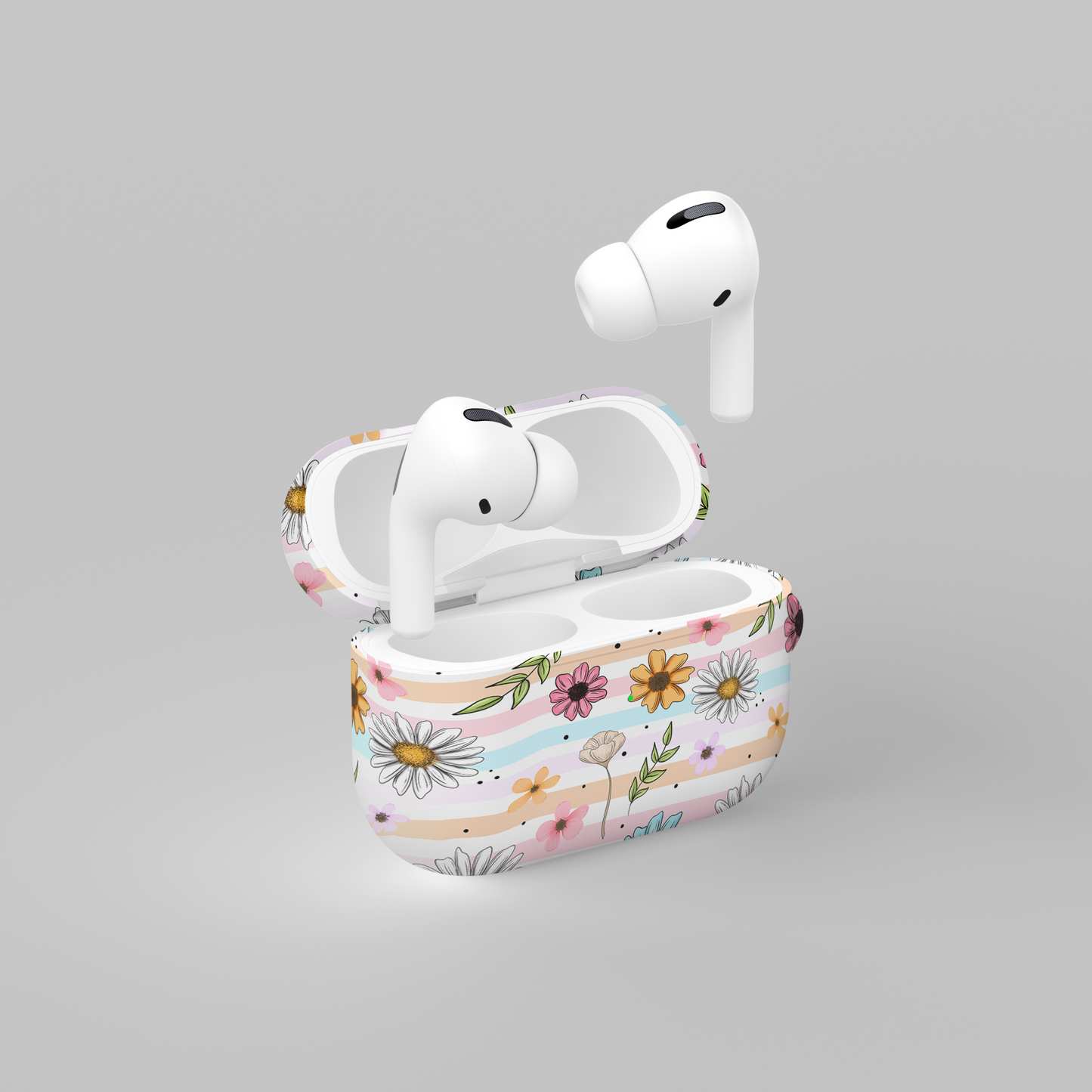 AirPods case - Stripe spring florals