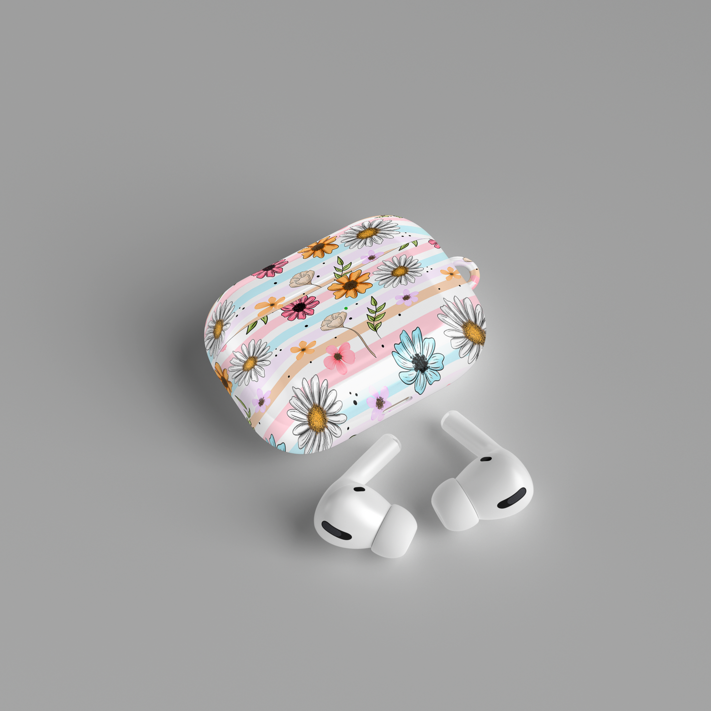 AirPods case - Stripe spring florals