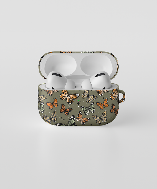 AirPods case - Sage green butterflies