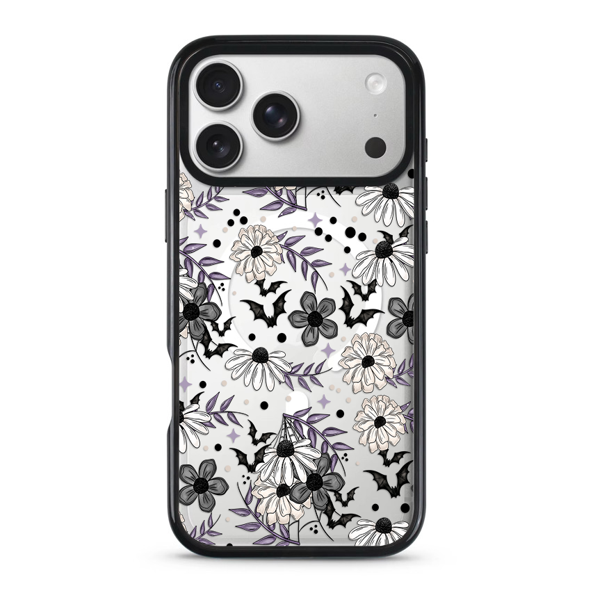 Clear MagSafe Phone case- Spooky florals