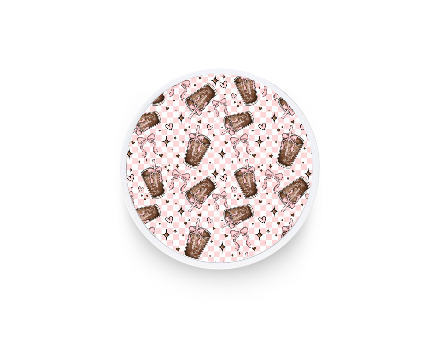 Phone grip- Pink coffee bows