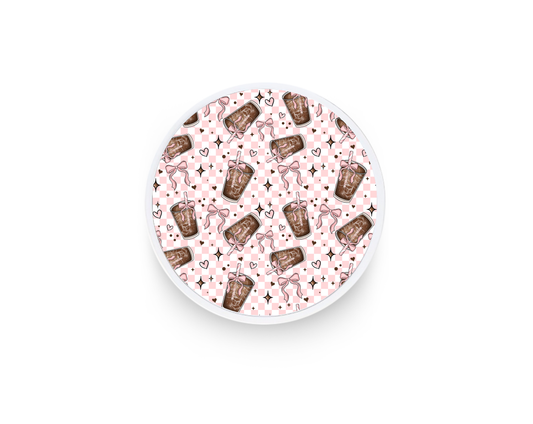 Phone grip- Pink coffee bows