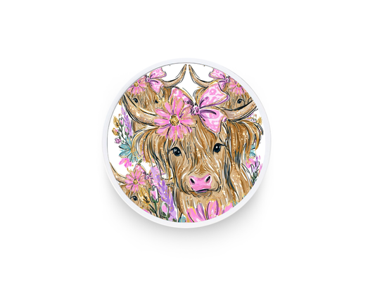 Phone grip- Floral pastel cute cow