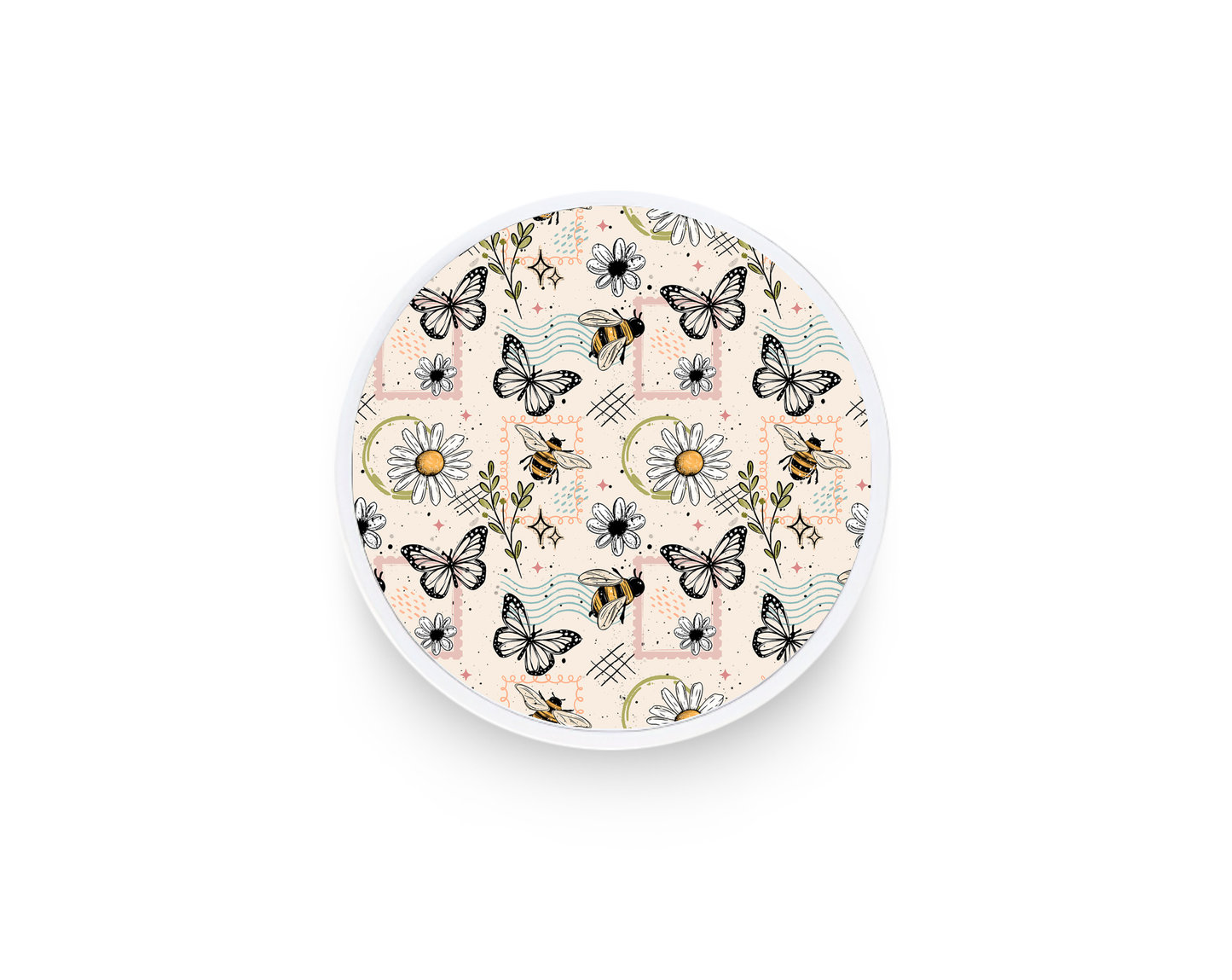 Phone grip- Floral butterfly stamps