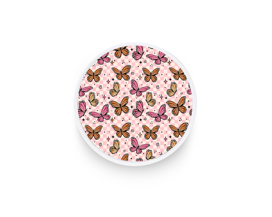 Phone grip- Pink checker butterflies2