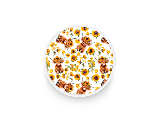 Phone grip- Yellow sunflower highland cow