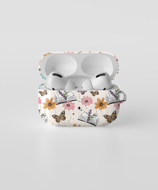 AirPods case - Spring floral books