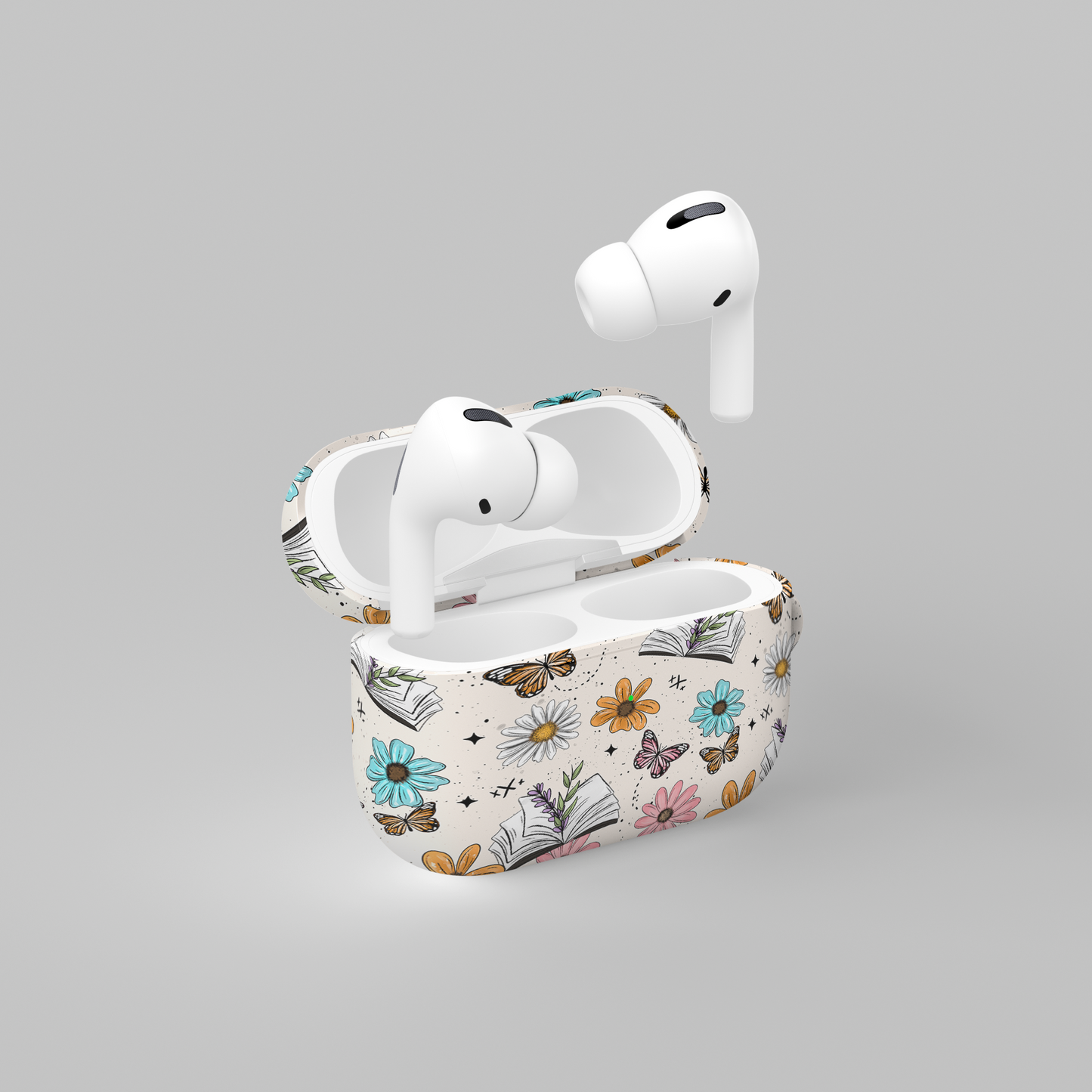 AirPods case - Spring floral books