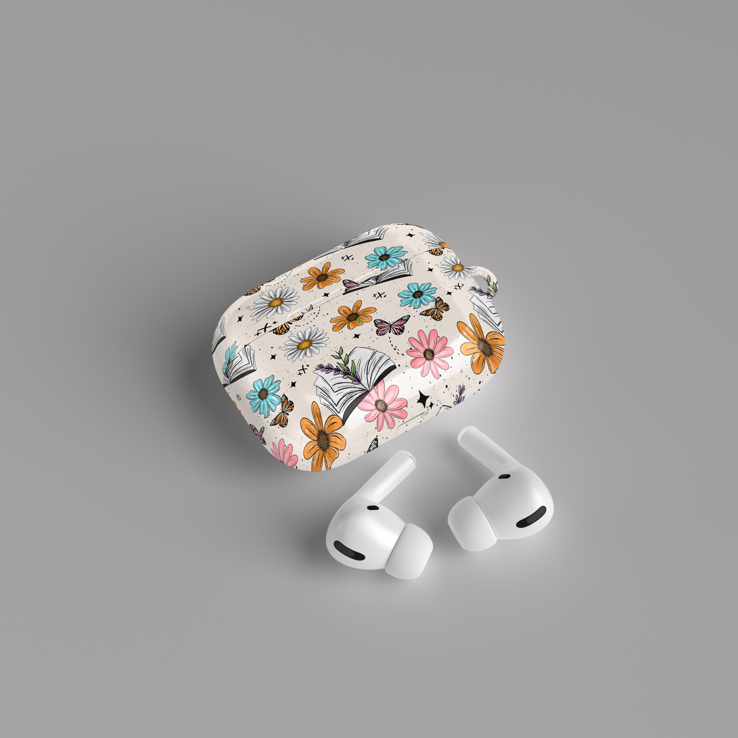 AirPods case - Spring floral books