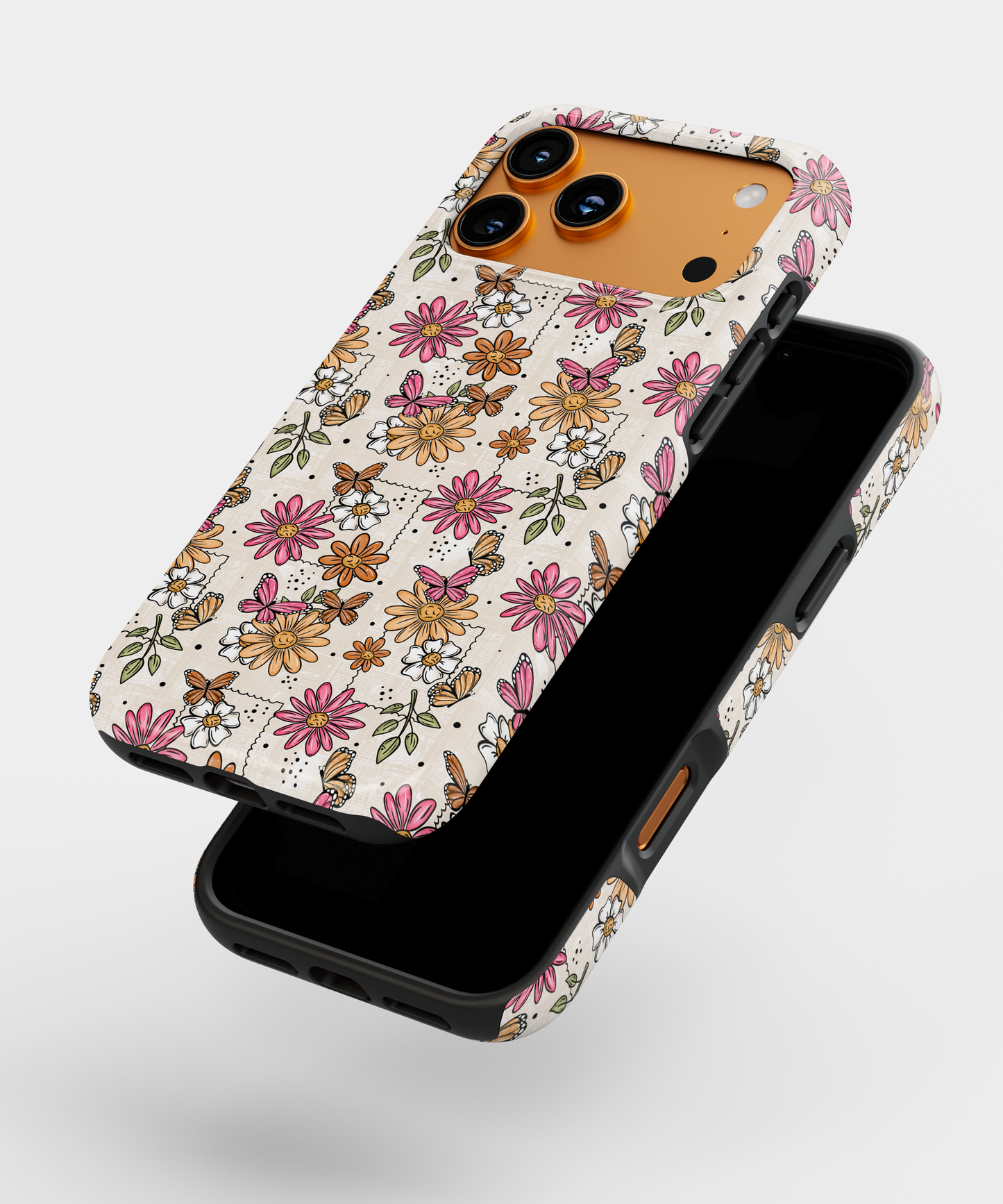 MagSafe Tough Phone case - Pink spring floral stamps