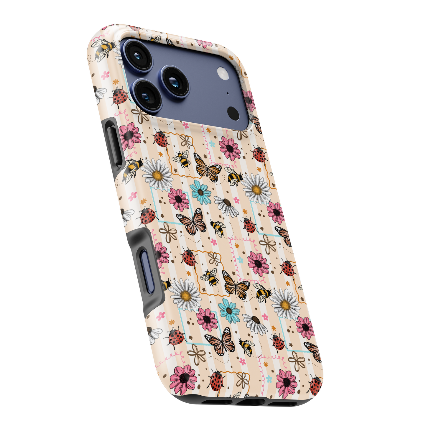 MagSafe Tough Phone case - Floral butterfly stamps 2