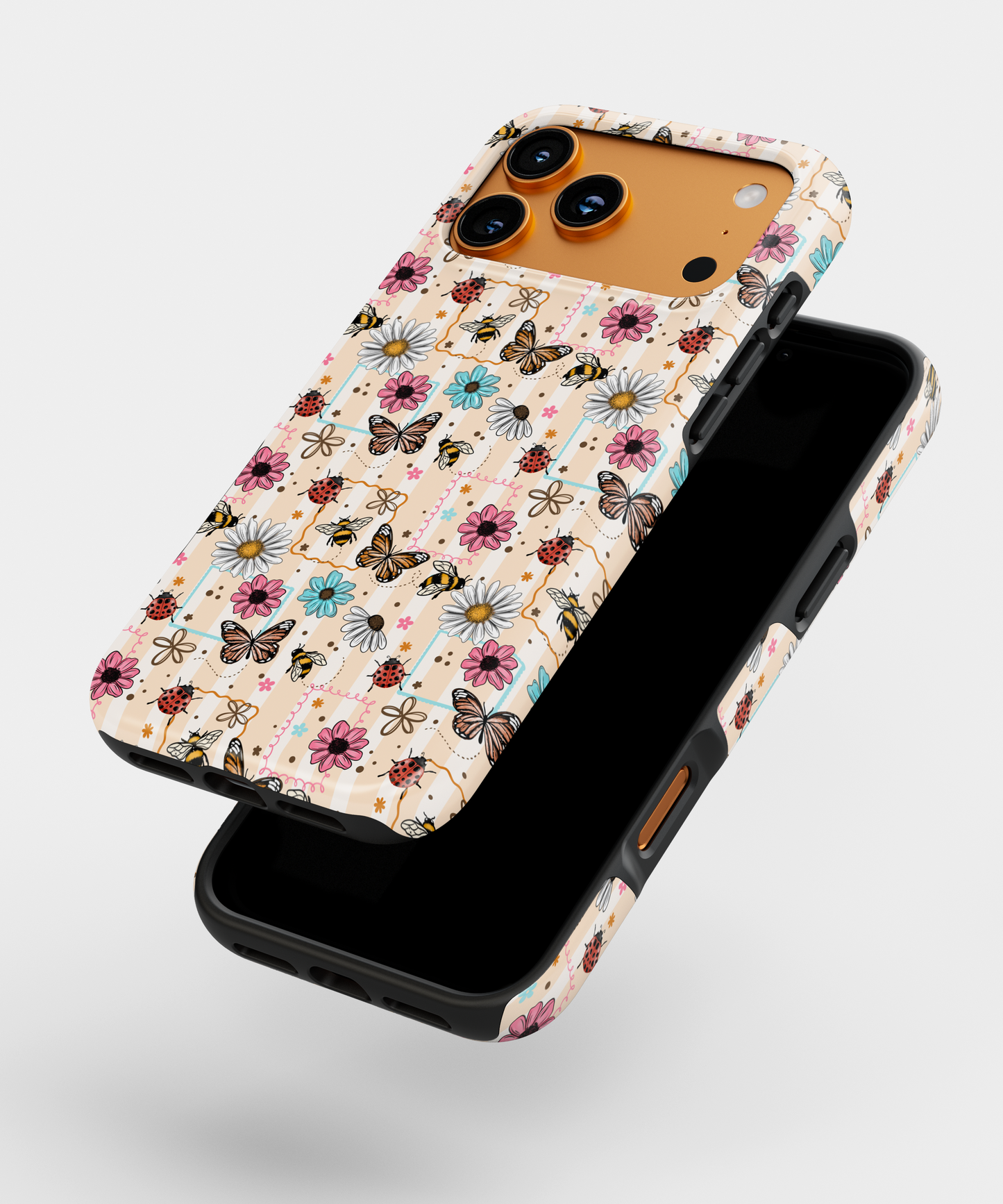 MagSafe Tough Phone case - Floral butterfly stamps 2