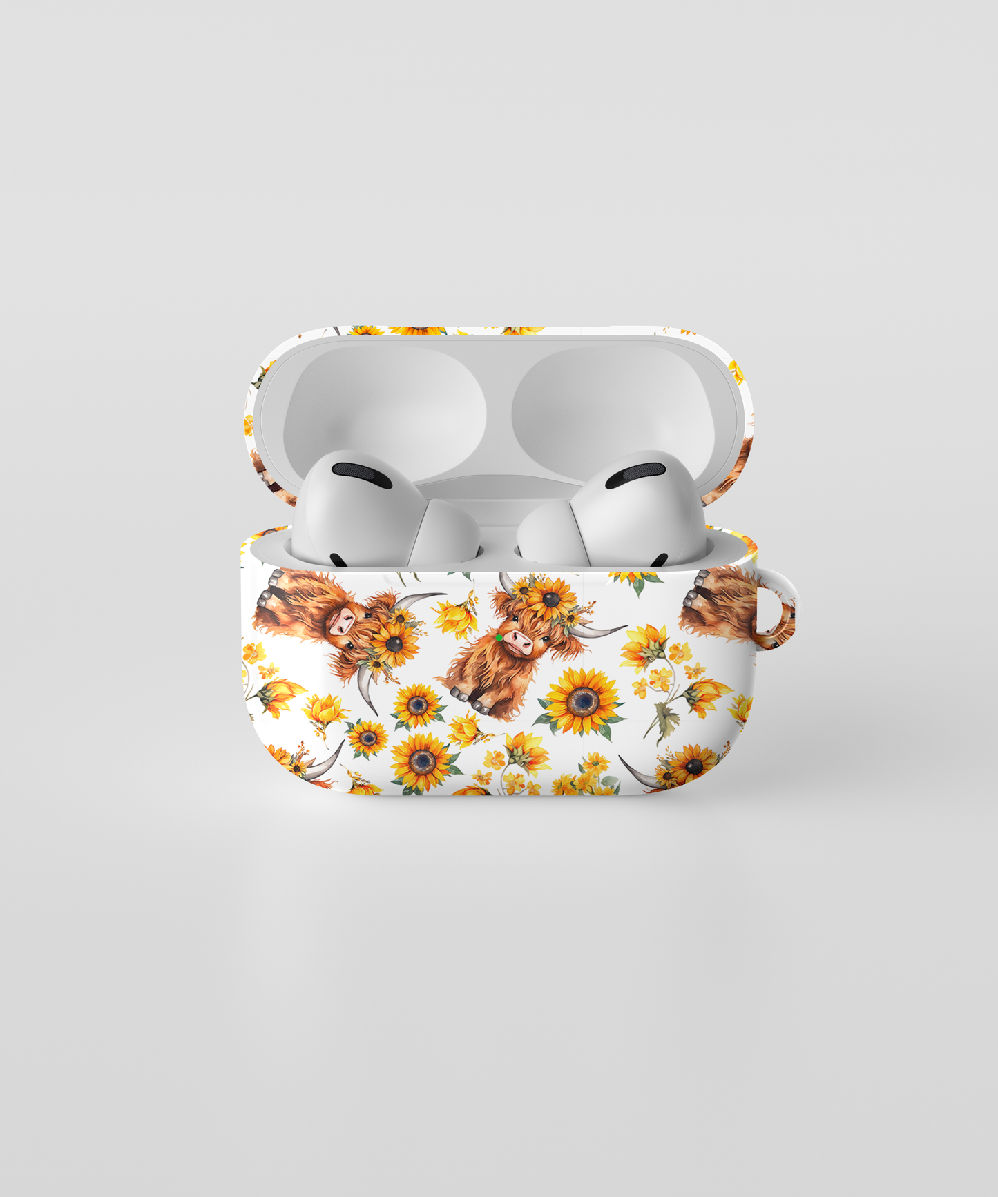 AirPods case - Yellow sunflower highland cow