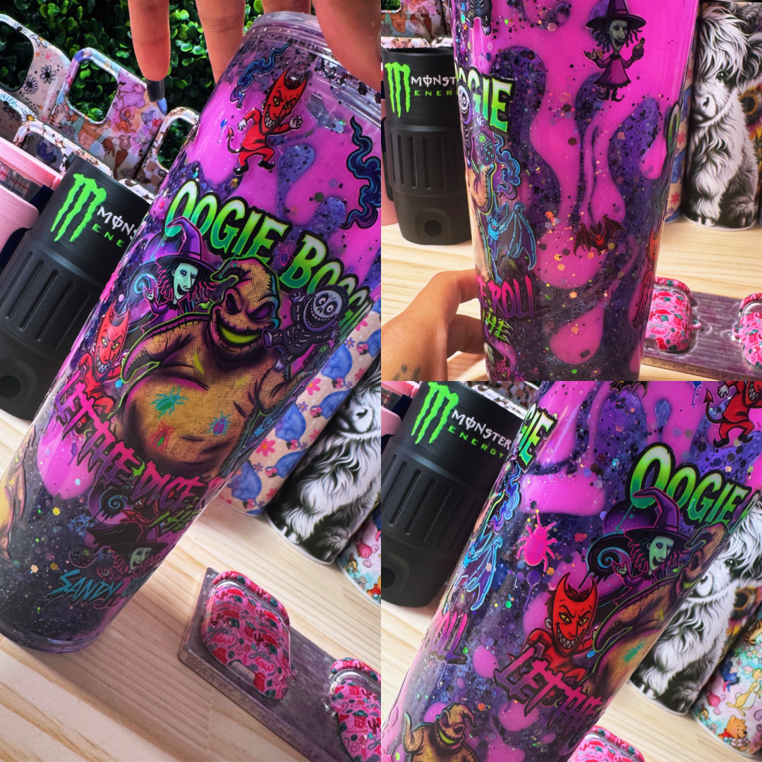 Pre designed 24oz Lava drip Snow globe Tumbler