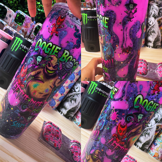 Pre designed 24oz Lava drip Snow globe Tumbler