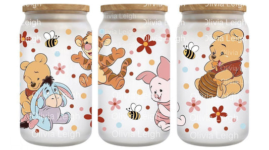16oz Frosted can glass- Character 4