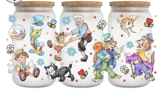 16oz Frosted can glass- Character 9