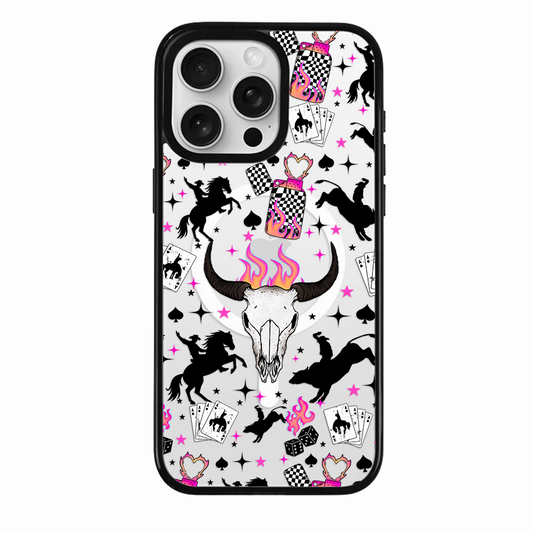 Clear MagSafe Phone case- Pink and orange western