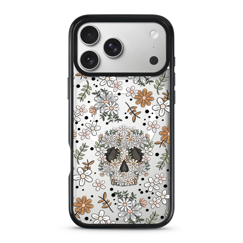 Clear MagSafe Phone case- Floral skellies