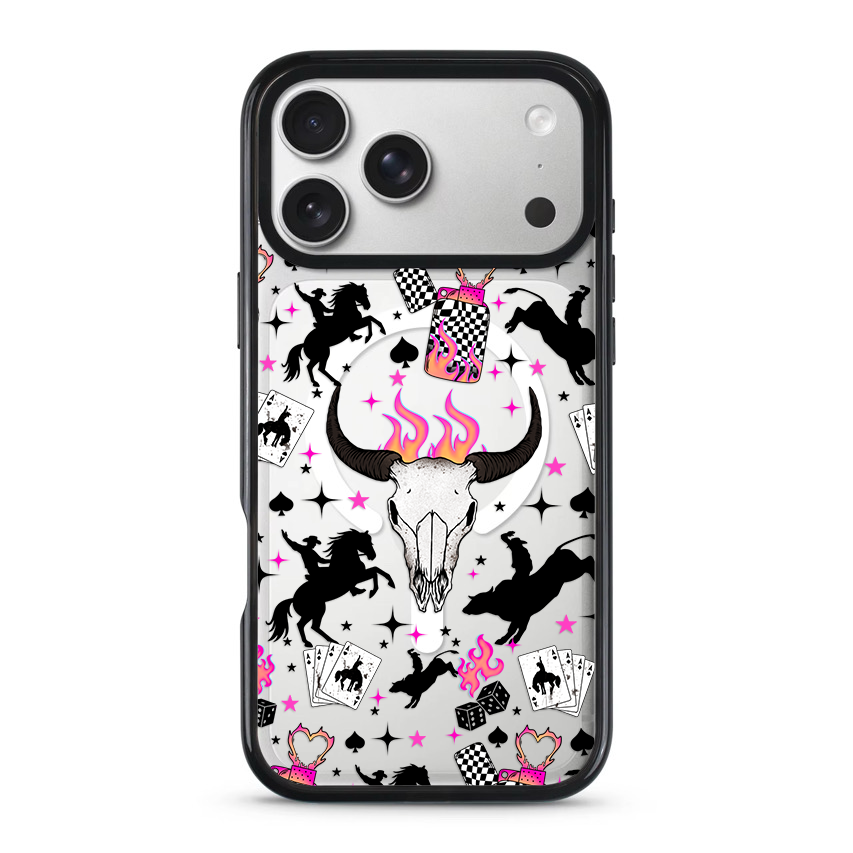 Clear MagSafe Phone case- Pink and orange western