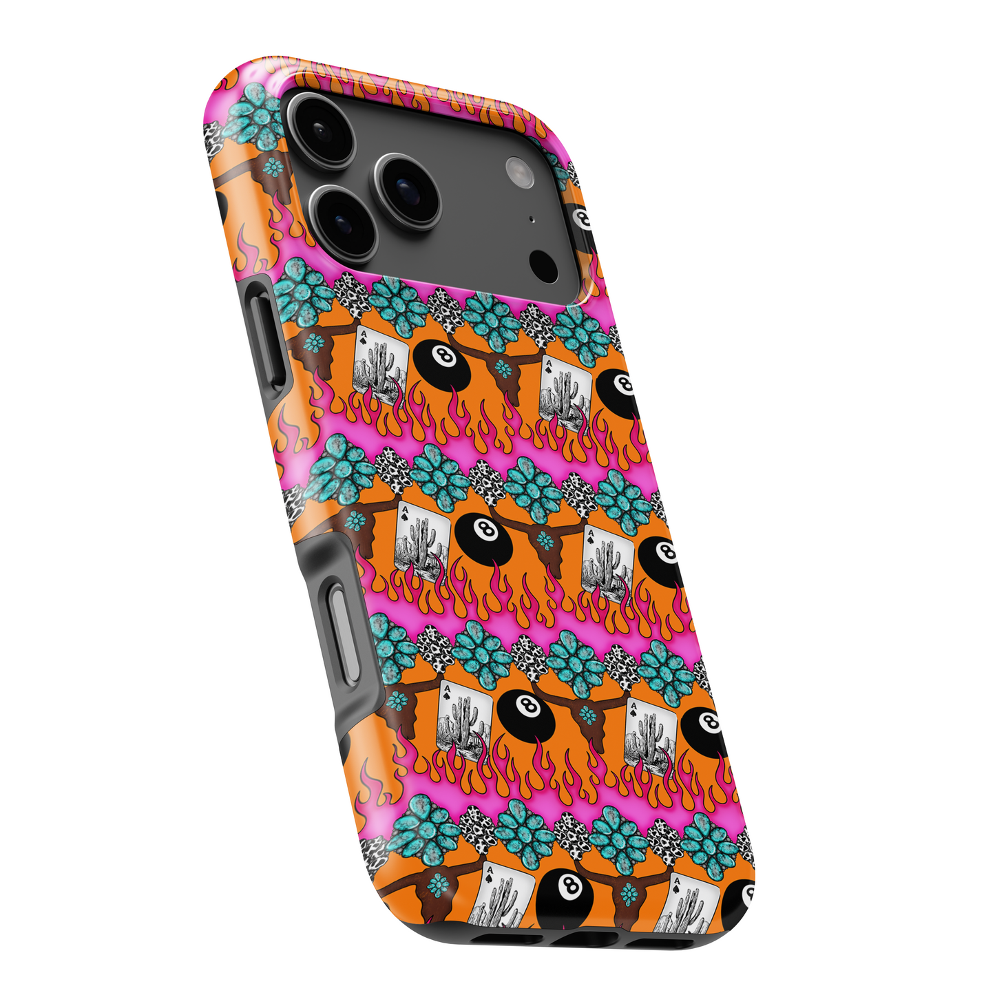 MagSafe Tough Phone case - Neon western flames