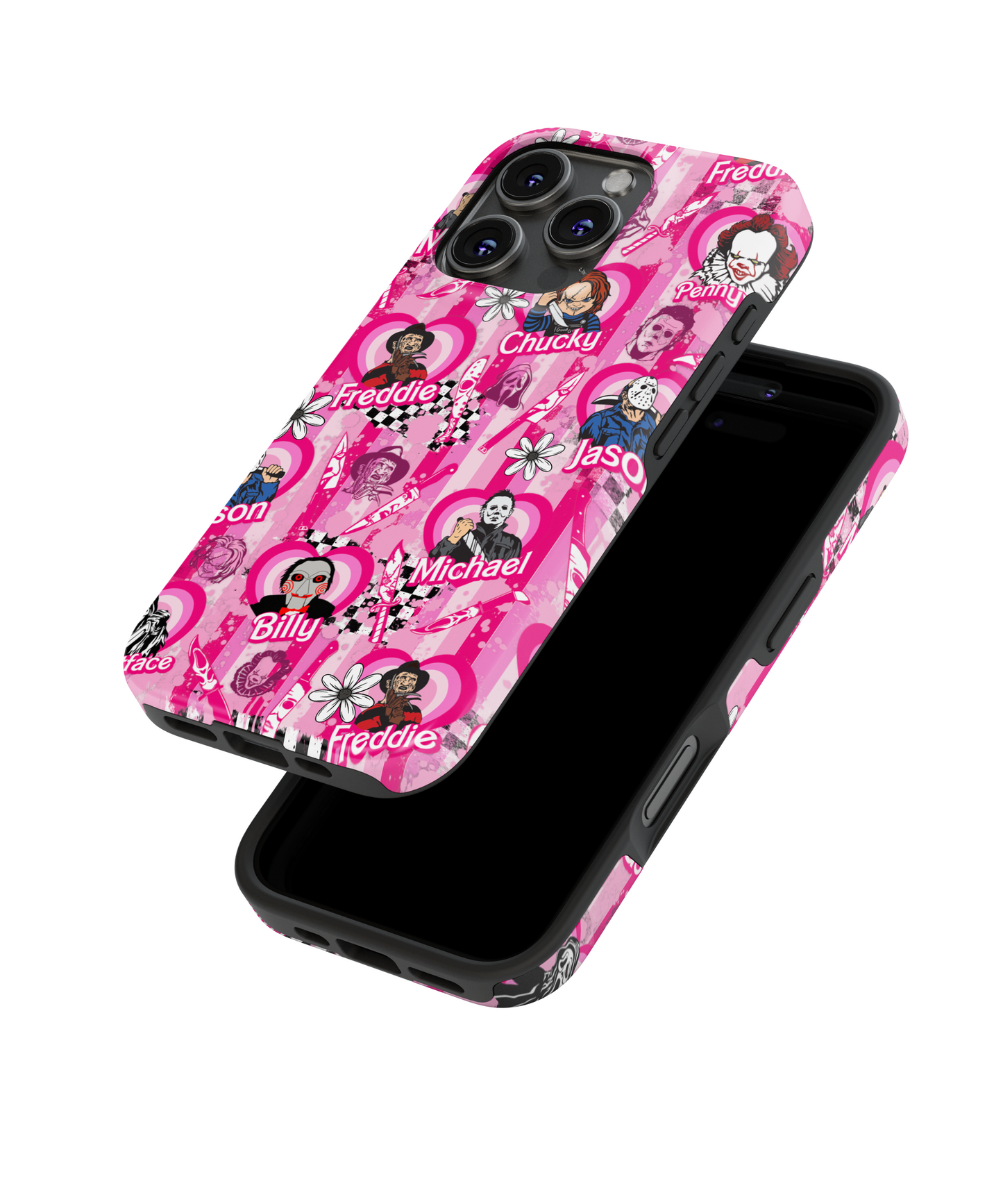 MagSafe Tough Phone case - Pink striped Halloween