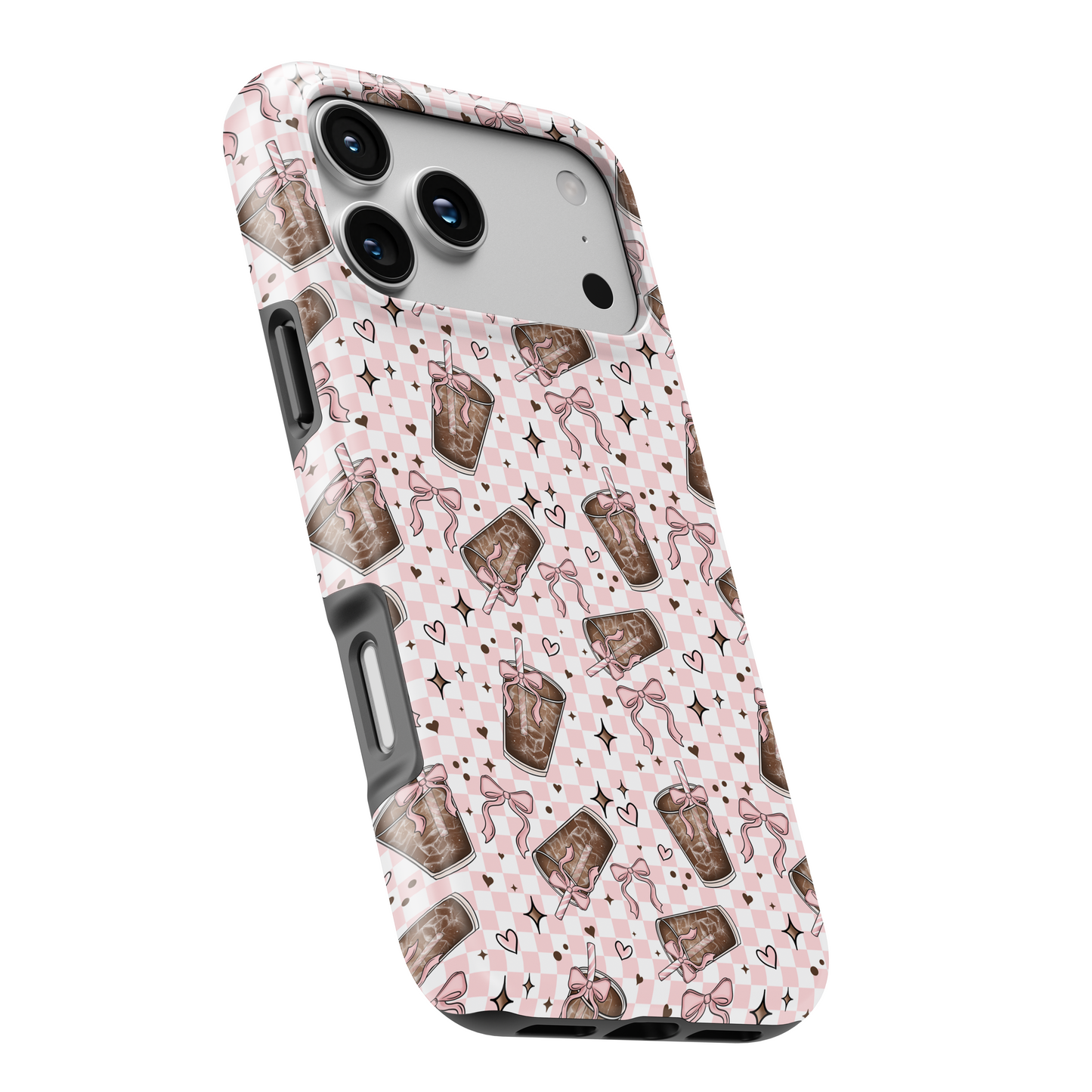 MagSafe Tough Phone case - Pink coffee bows