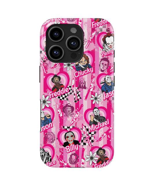 MagSafe Tough Phone case - Pink striped Halloween