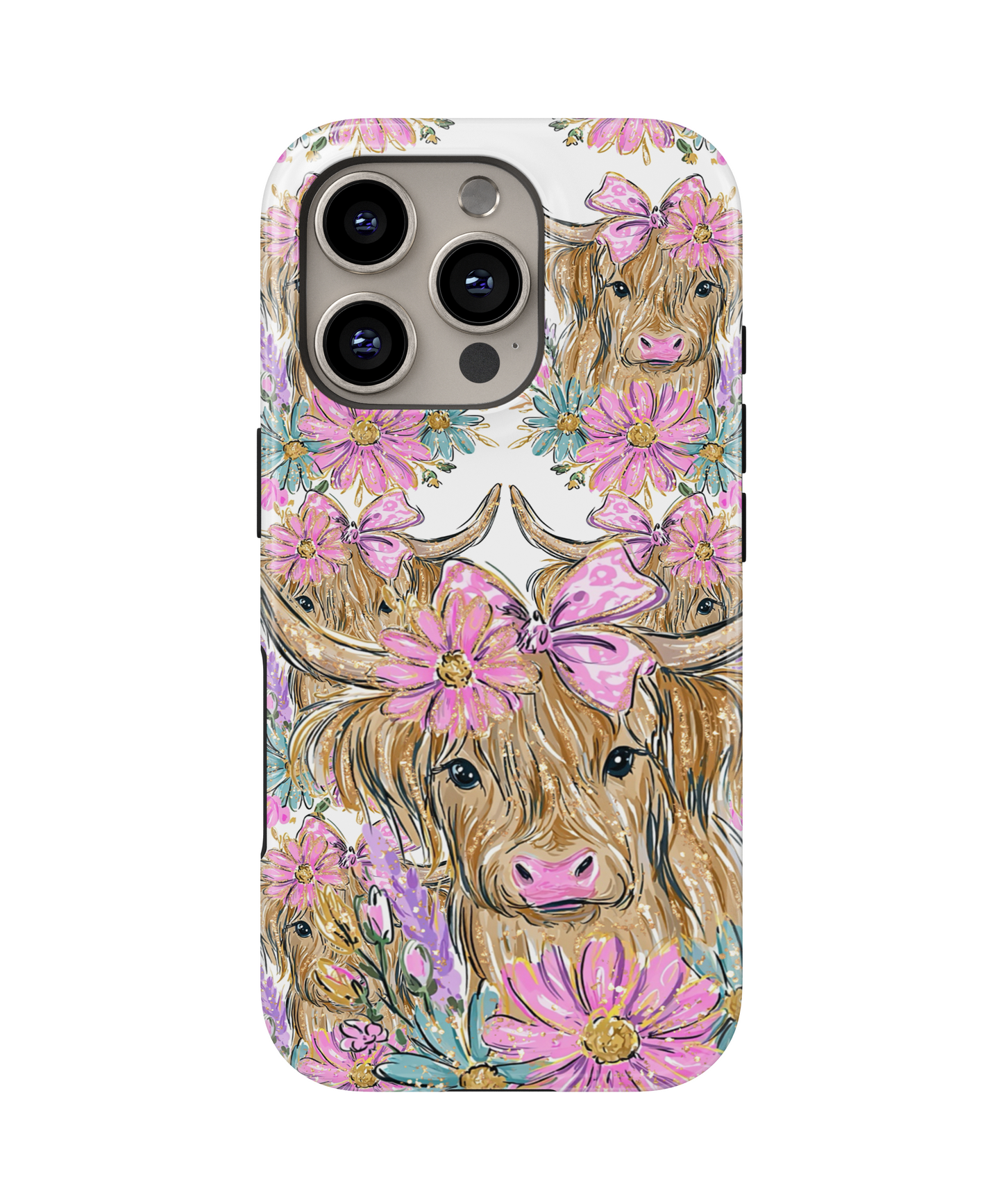 MagSafe Tough Phone case - Floral pastel cute cow
