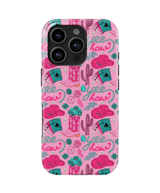 MagSafe Tough Phone case - Pink western Yee Haw