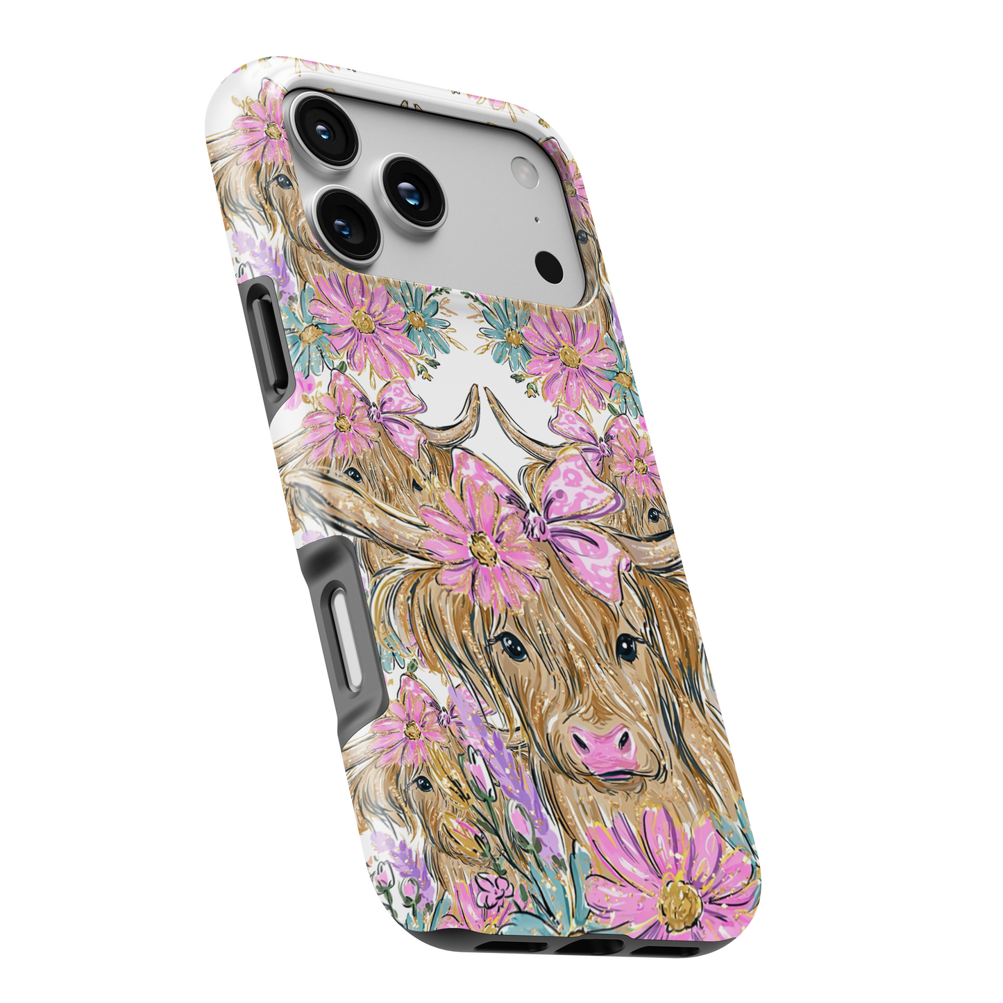 MagSafe Tough Phone case - Floral pastel cute cow