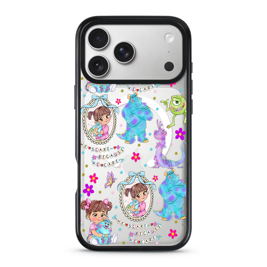 Clear MagSafe Phone case- Blue monsters