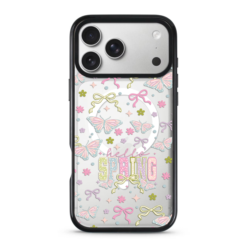 Clear MagSafe Phone case- Hello spring