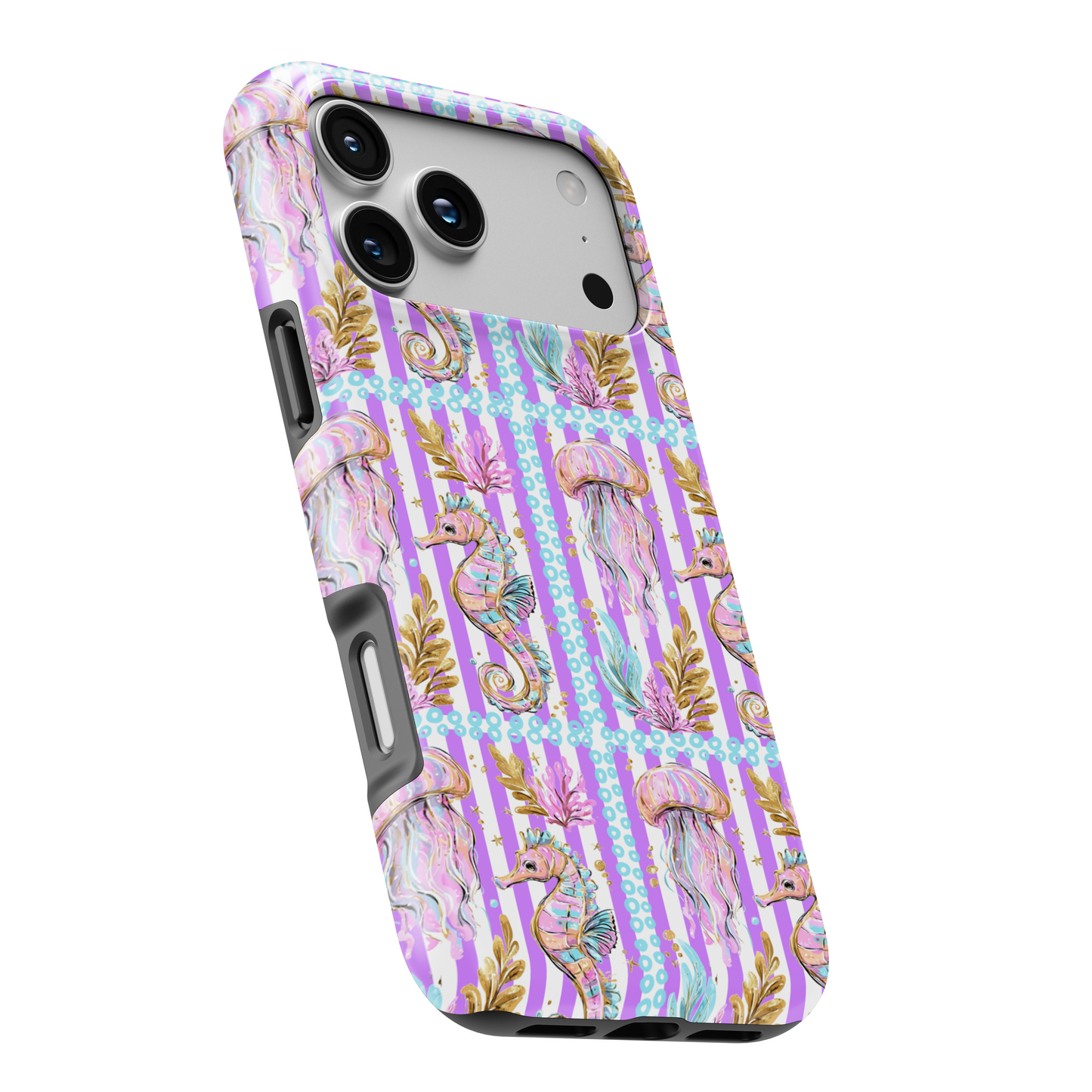 MagSafe Tough Phone case - Pastel cute seahorse & Jellyfish