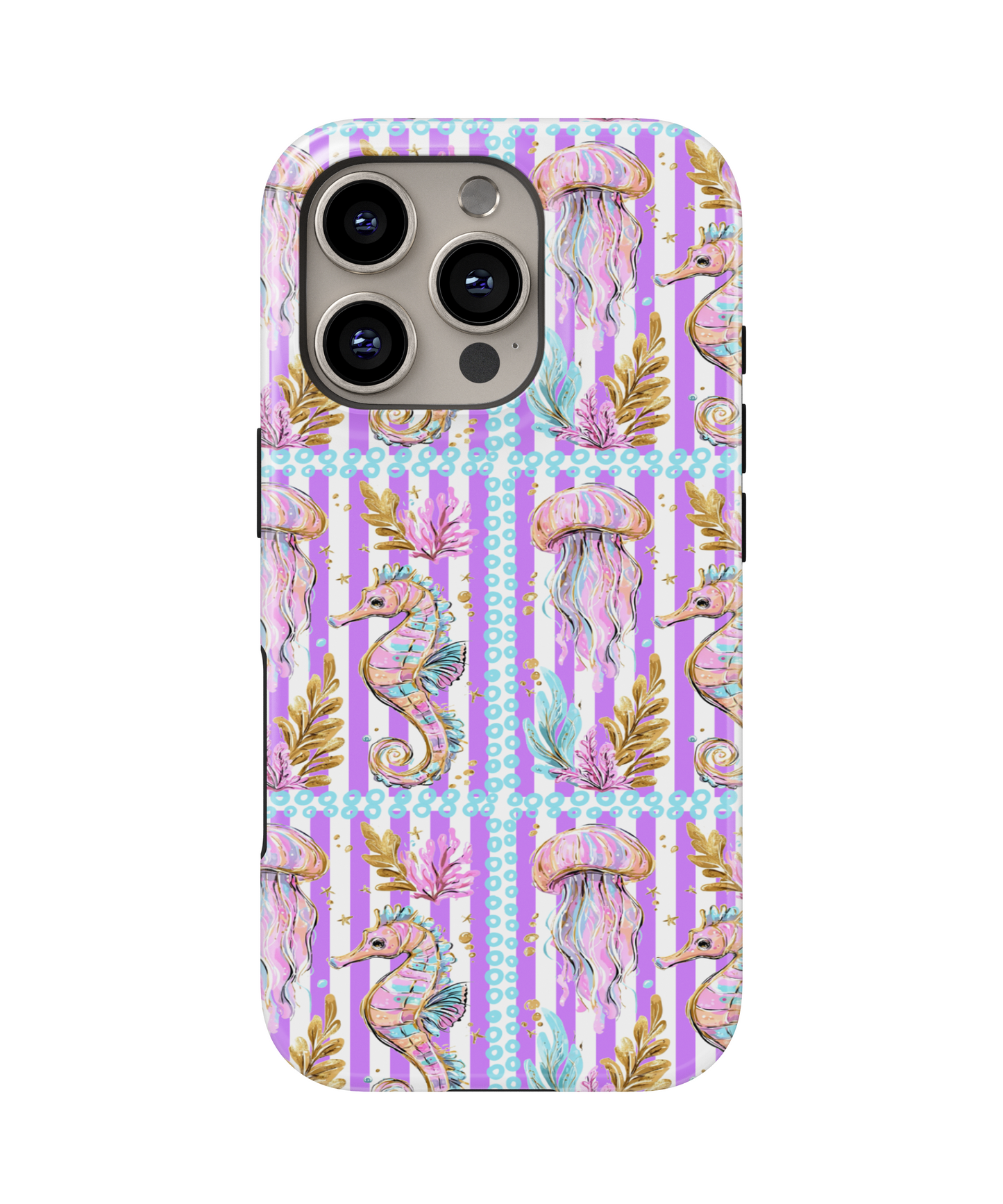MagSafe Tough Phone case - Pastel cute seahorse & Jellyfish