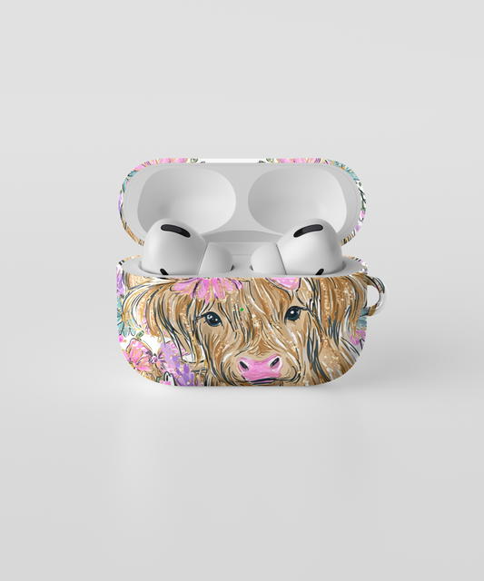 AirPods case - Floral pastel cute cow