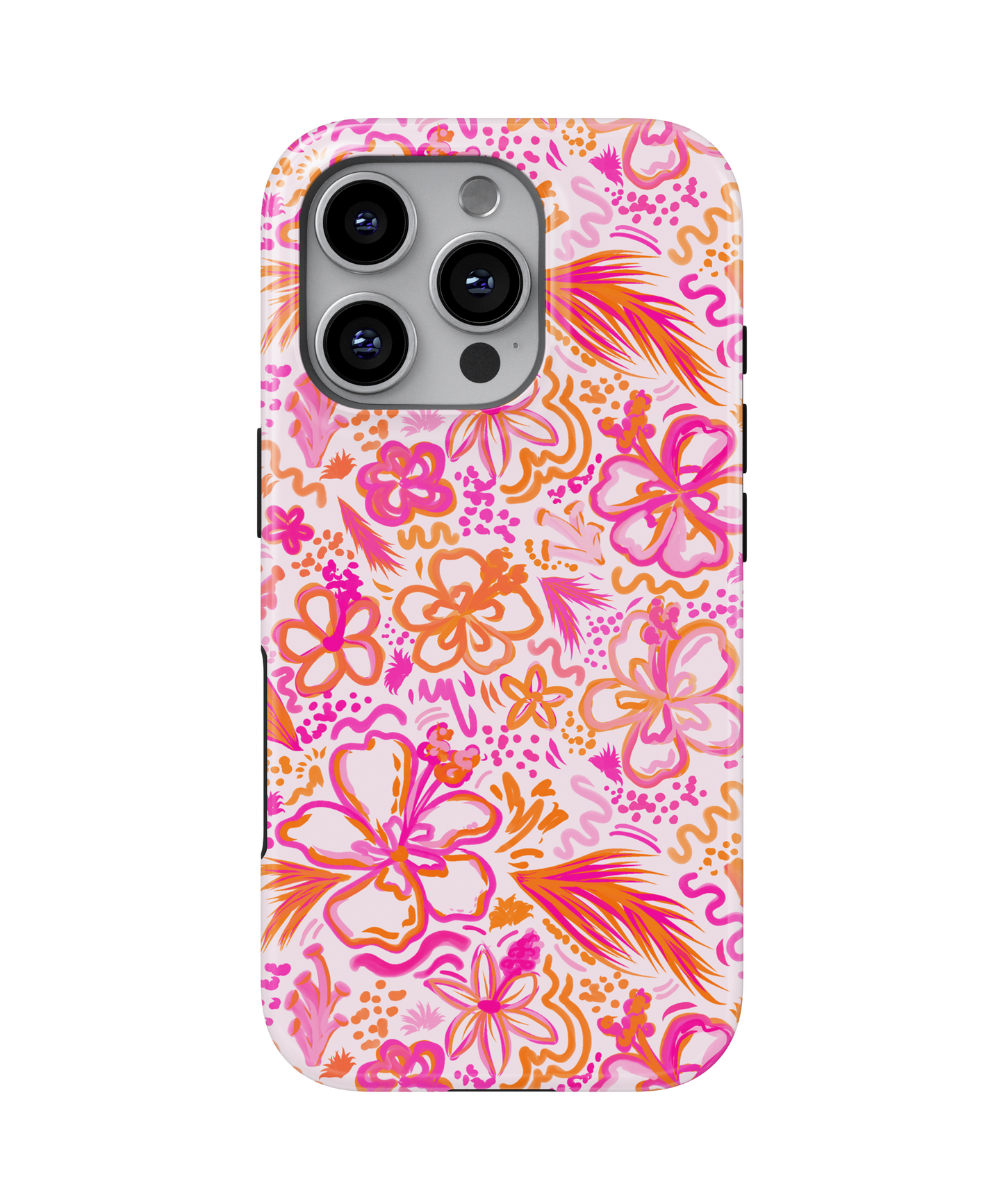 MagSafe Tough Phone case - Pink and orange beach florals